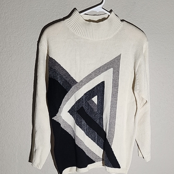 Lise J Sweater Womens Size M wool Angora Blend Abstract Print has spot - Picture 1 of 8